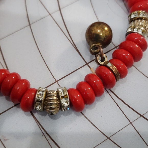 Teng Yue Multi-Strand Red Bead Necklace and Bracelet Set - Picture 9 of 12